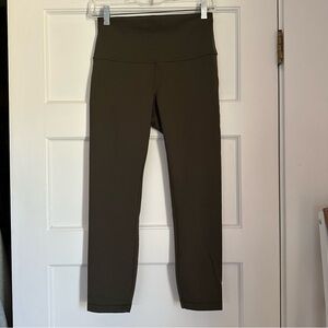 Lululemon Wunder Train High Rise Crop 23” in Dark Olive